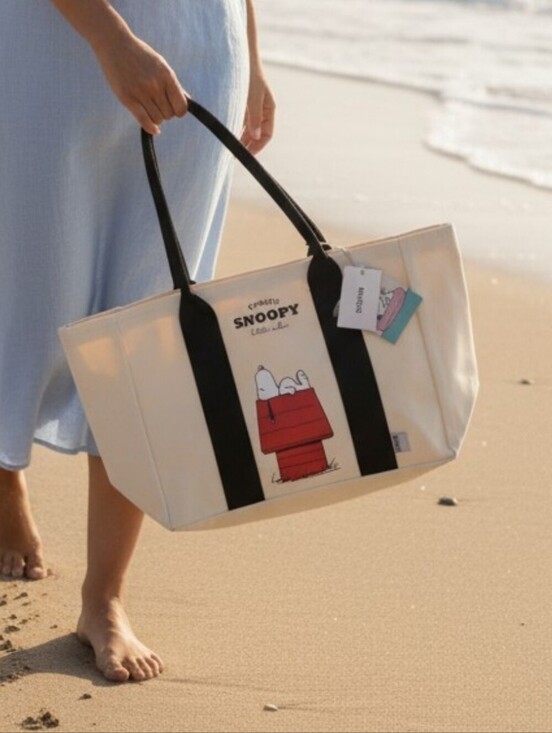 Peanuts Handbags - Peanuts - NWT Little Cutie Snoopy Bag, Medium Size Canvas Bag, Perfect Beach Bag